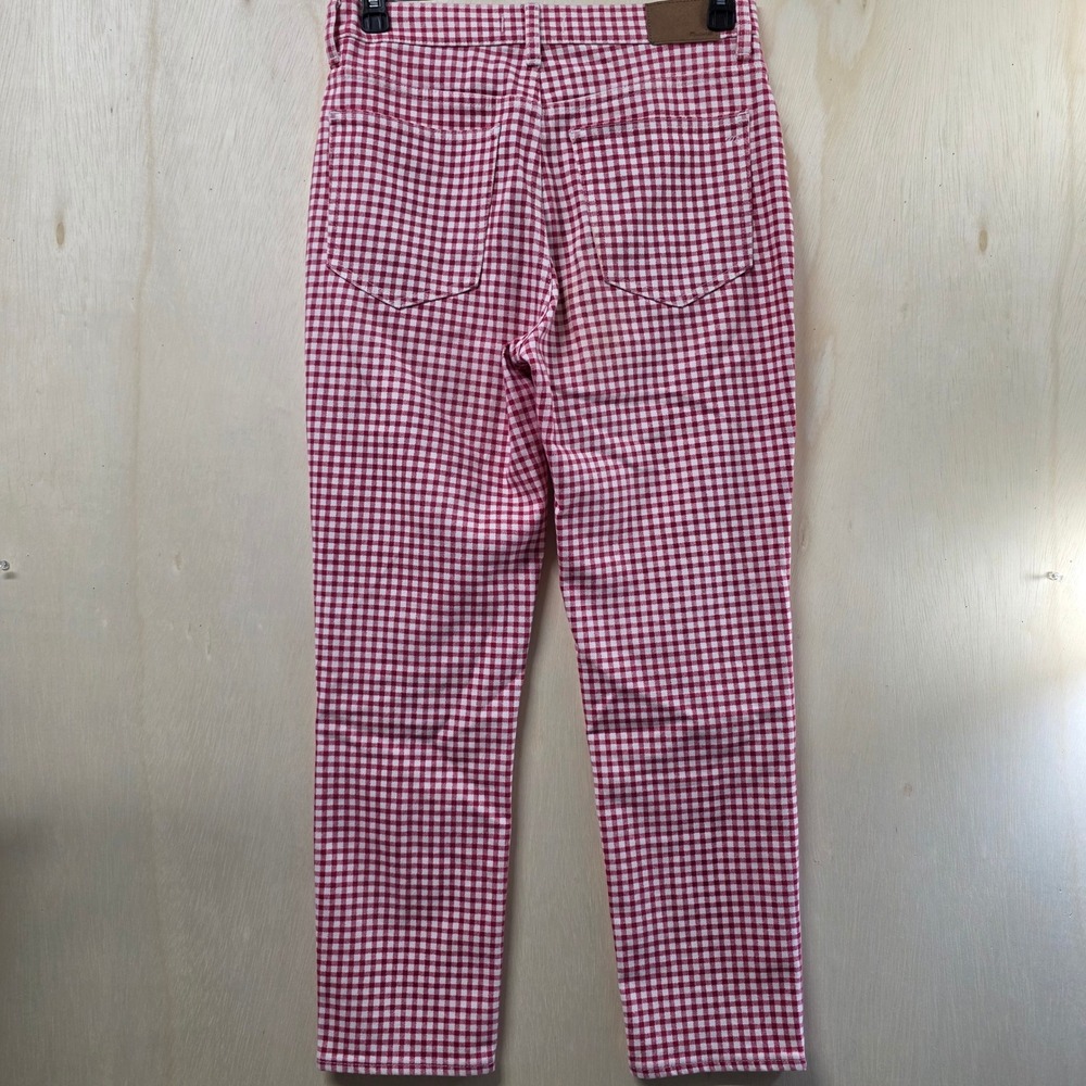 Madewell The Perfect Vintage Jean Red White Gingham Check High Rise Pants 29 - Picture 3 of 16